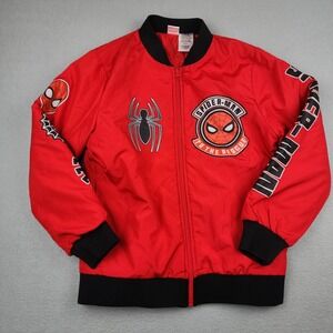 Marvel Jacket Boys 10/12 Red Spider-Man Bomber Graphic Full Zip Padded Superhero